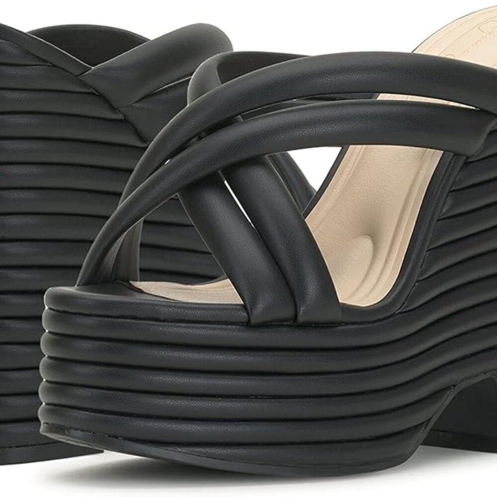 Jessica Simpson Womens Citlali Faux Leather Slip-On Wedge Sandals size 7.5 - Picture 9 of 10